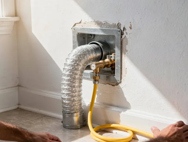 Swansea Dryer Vent Cleaning certified technician performing specialized gas dryer vent cleaning in Swansea